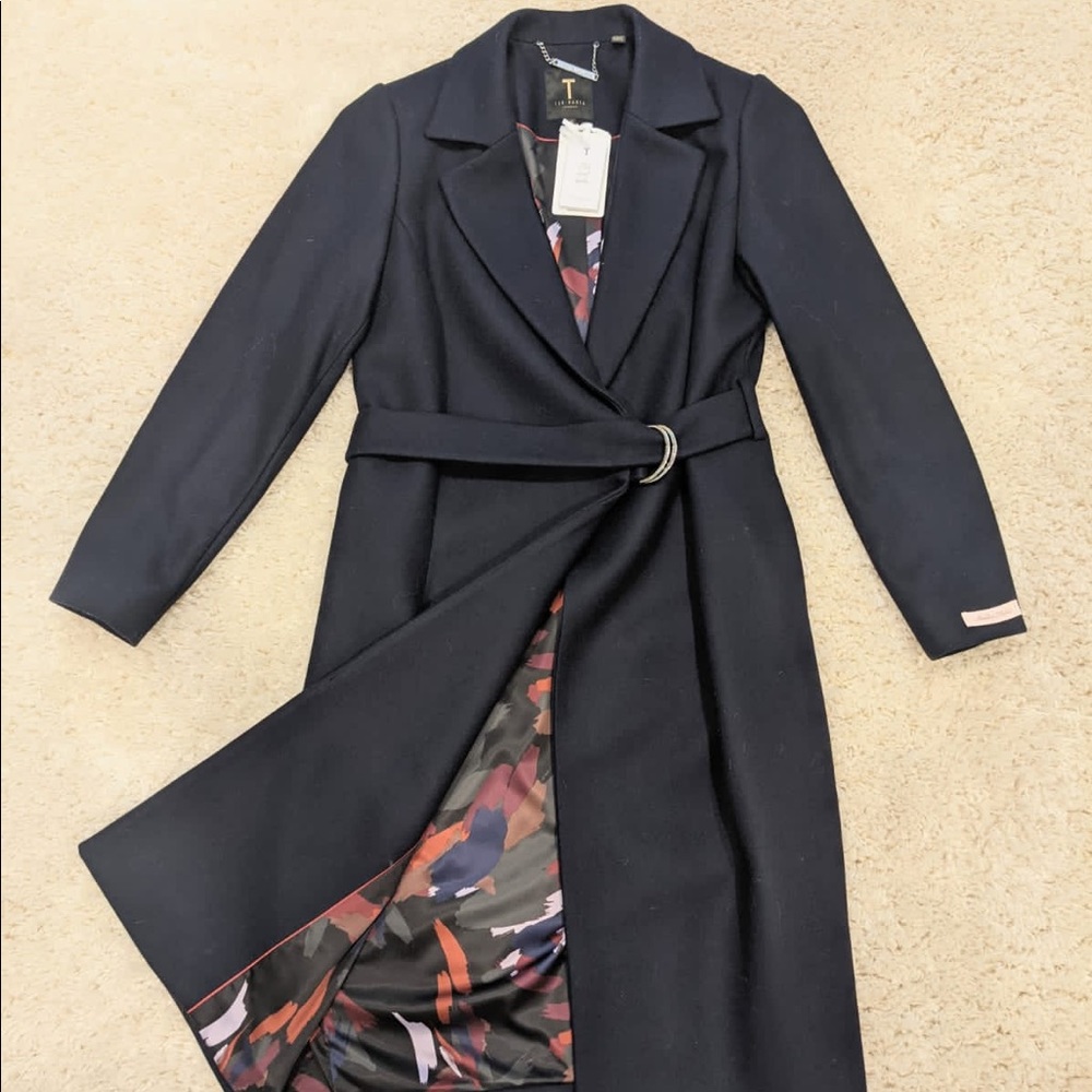 Ted Baker Navy Long Coat NWT